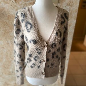 Abercrombie Heavy Wool Leopard Cardigan